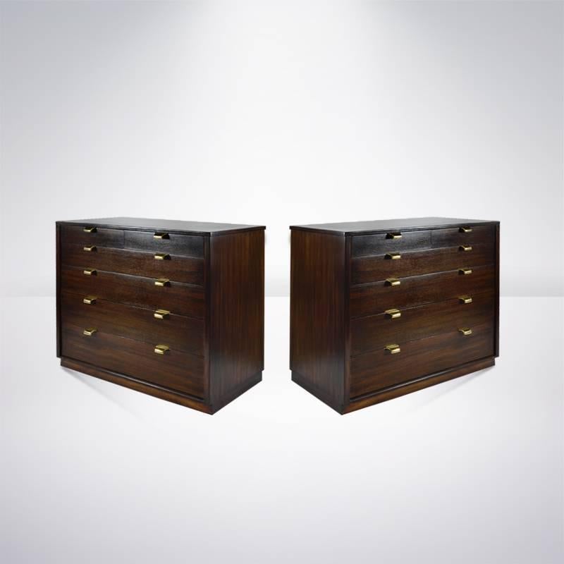 Mid-Century Modern Pair of Edward Wormley Mahogany Chests of Drawers