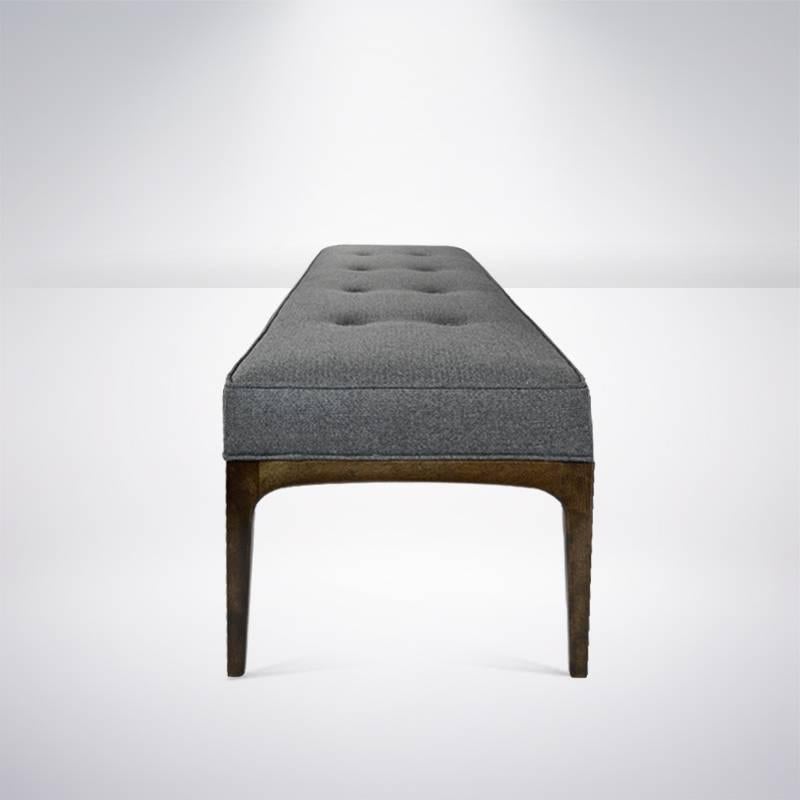20th Century Extra Long Paul McCobb Style Bench in Grey Wool