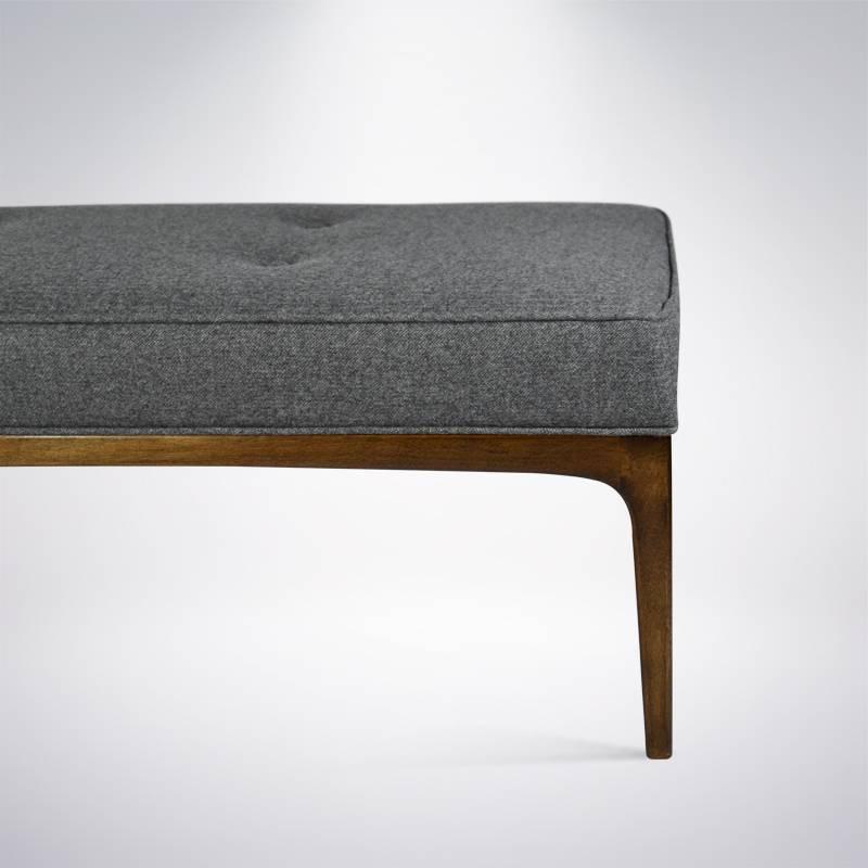 American Extra Long Paul McCobb Style Bench in Grey Wool