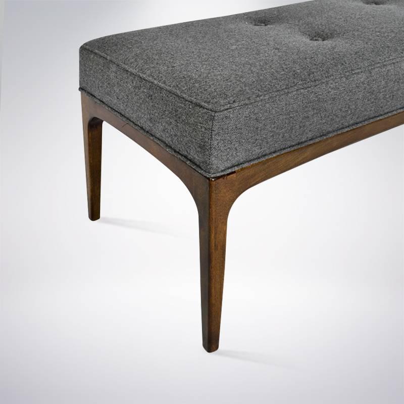 Extra Long Paul McCobb Style Bench in Grey Wool 1