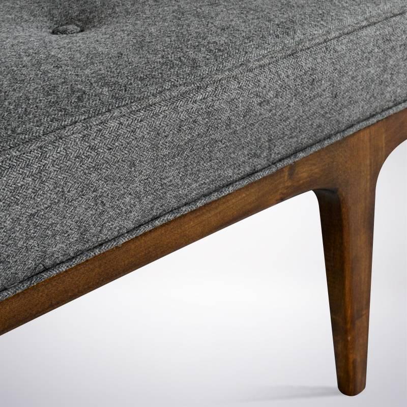 Extra Long Paul McCobb Style Bench in Grey Wool 3