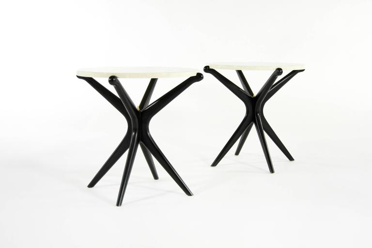 Ebonized Travertine Top Gazelle Side Tables For Sale at 1stDibs