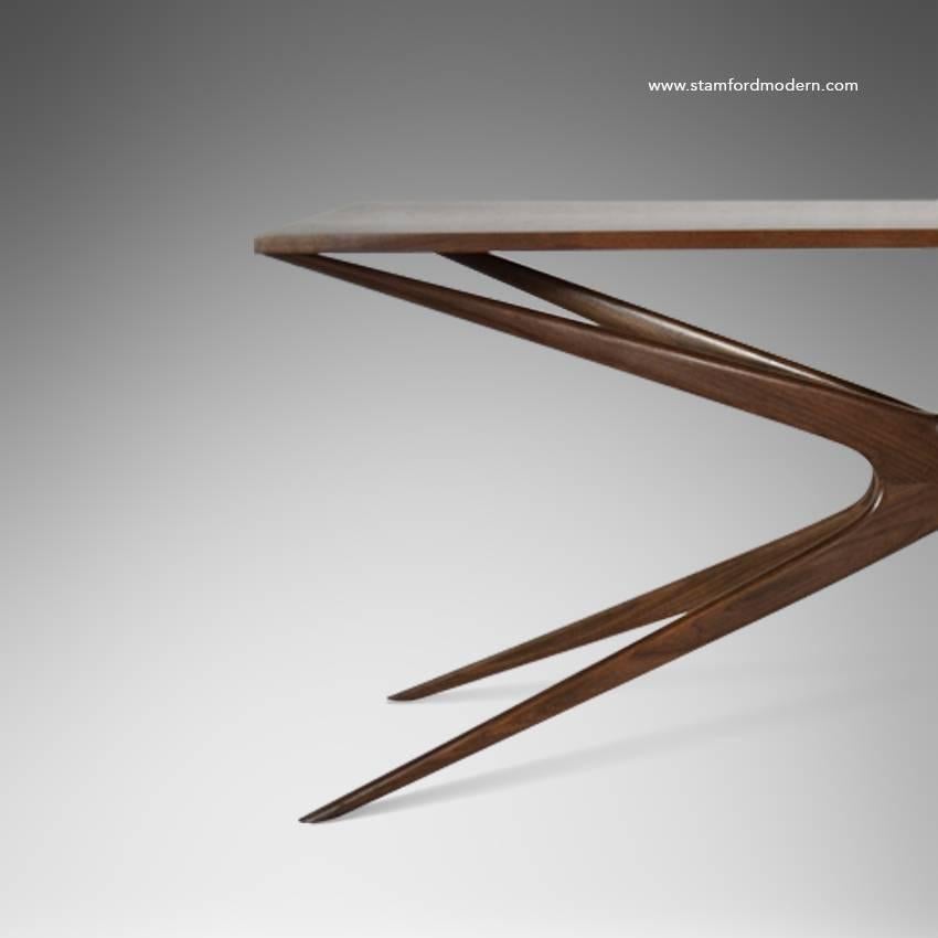 Mid-Century Modern Sculptural Walnut Gazelle Console Table