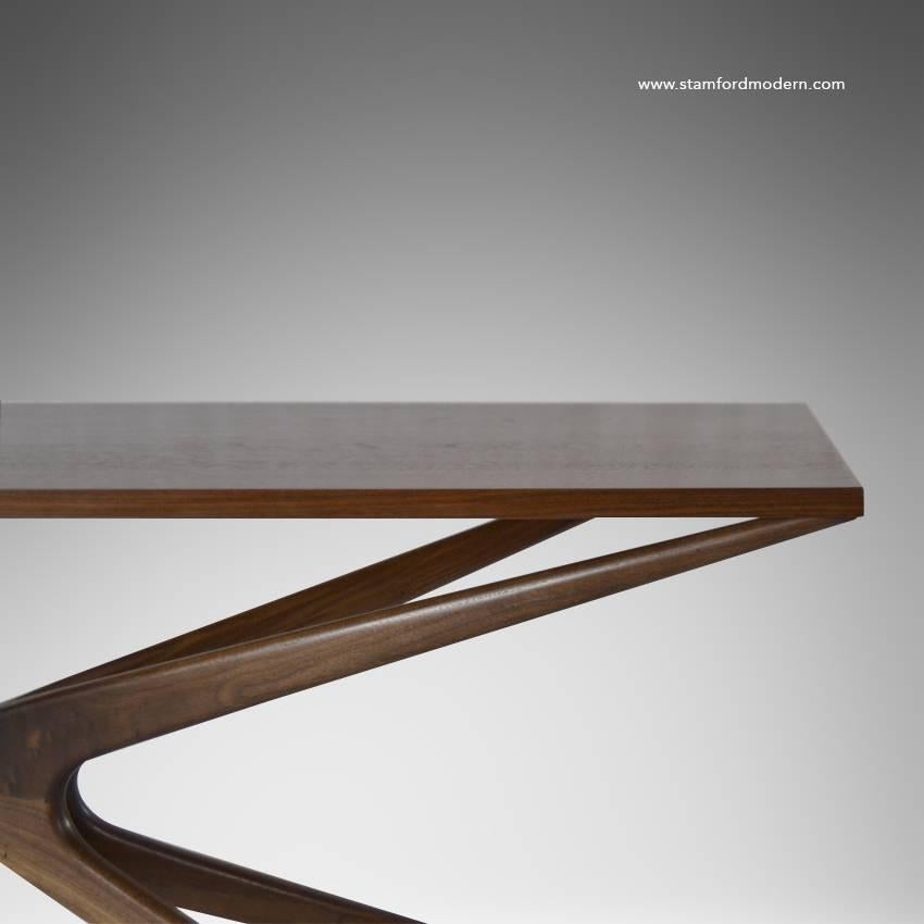 Stained Sculptural Walnut Gazelle Console Table