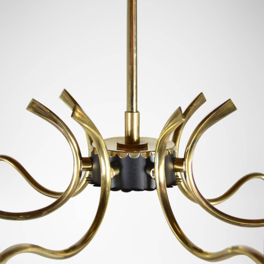 20th Century Petite Stilnovo Style Brass Chandelier