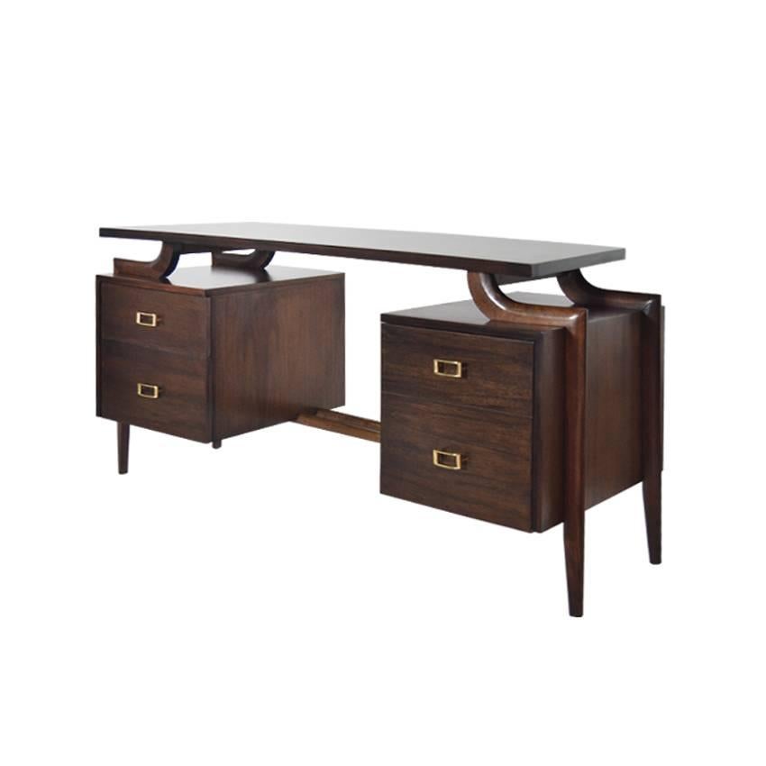 American Executive Art Deco Style Mahogany Desk