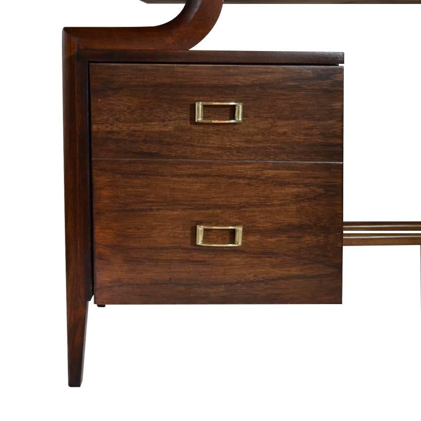 Executive Art Deco Style Mahogany Desk In Excellent Condition In Westport, CT