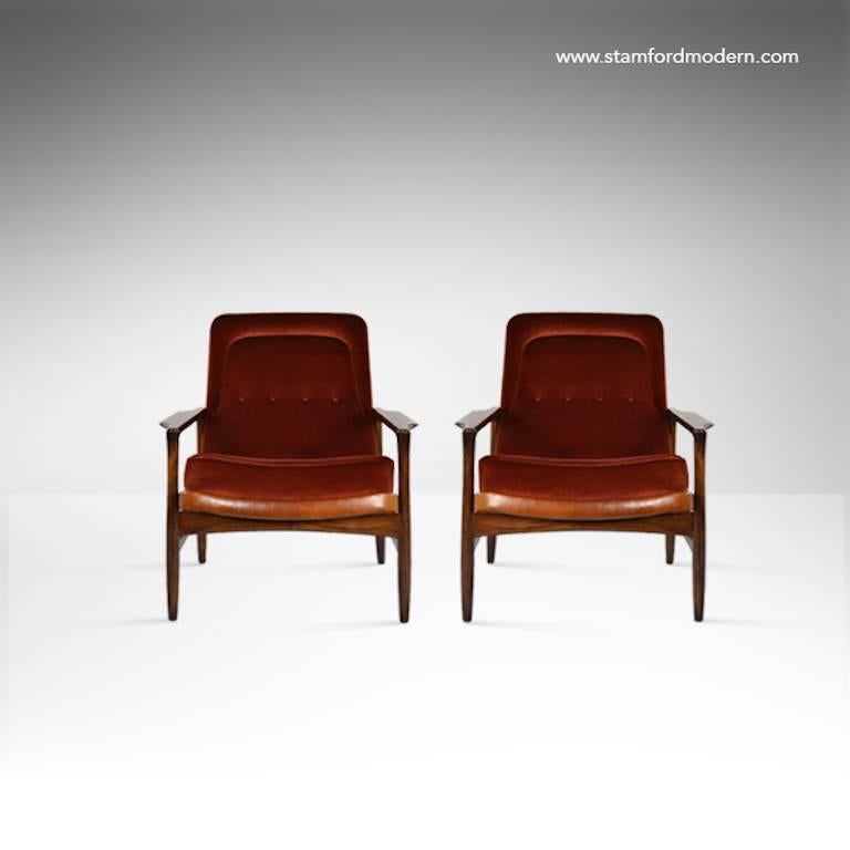 Danish Pair of Torbjørn Afdal for Selig Lounge Chairs