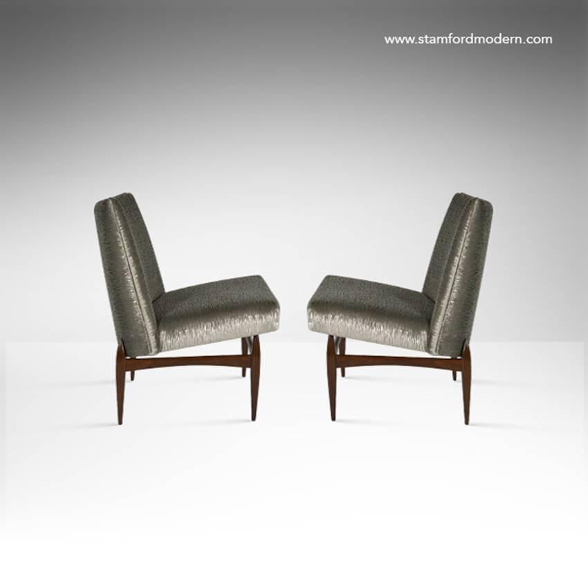 Mid-Century Modern Pair of Sculptural Italian Slipper Chairs