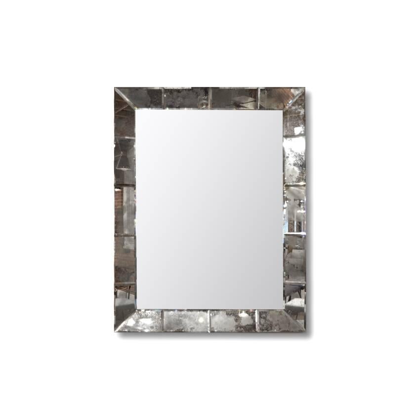 Large scale faceted mirror. Beautifully aged frame in excellent condition, without any cracks or visible scratches.