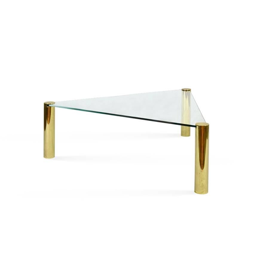 Brass and class cocktail table by Pace.