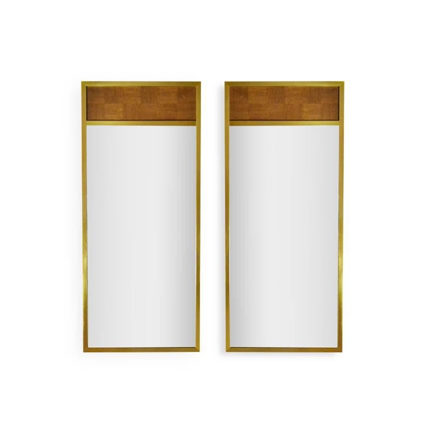 Stunning pair of brass framed mirrors by Paul McCobb, Calvin Group, circa 1950s.