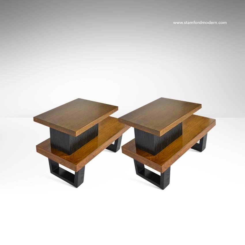 Mid-Century Modern Paul Frankl Tiered Walnut Side Tables