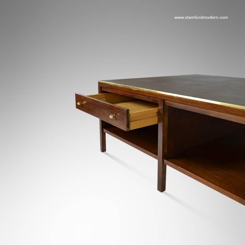 Mid-Century Modern Paul McCobb Leather Top Coffee Table, Calvin Group