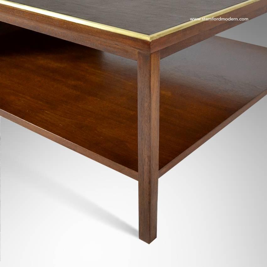 American Paul McCobb Leather Top Coffee Table, Calvin Group