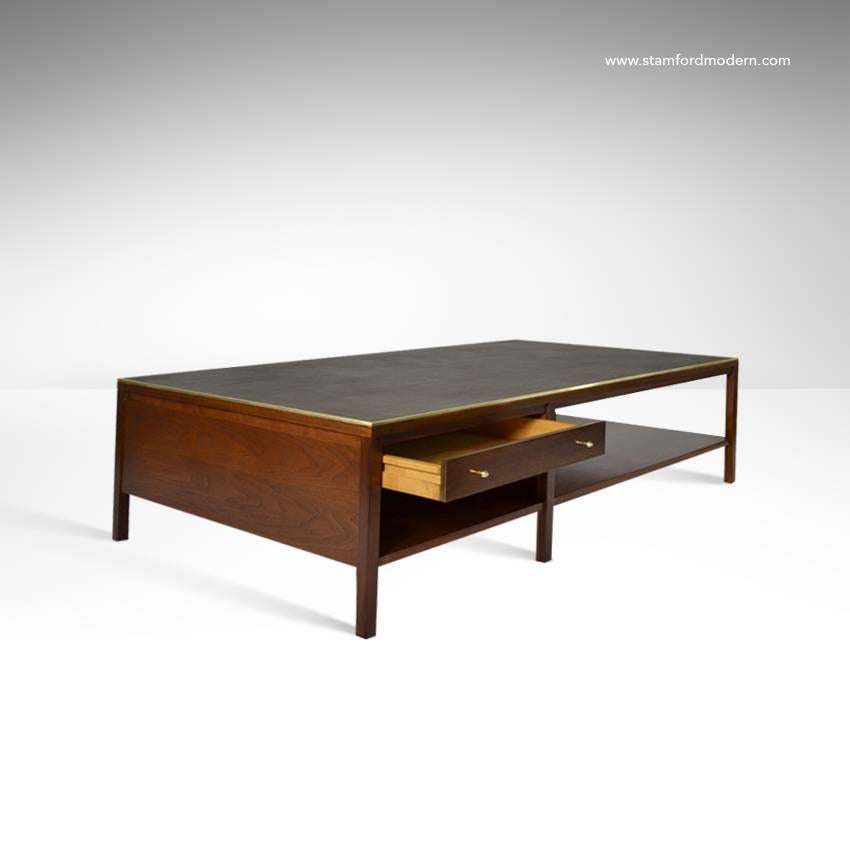 Paul McCobb Leather Top Coffee Table, Calvin Group 1