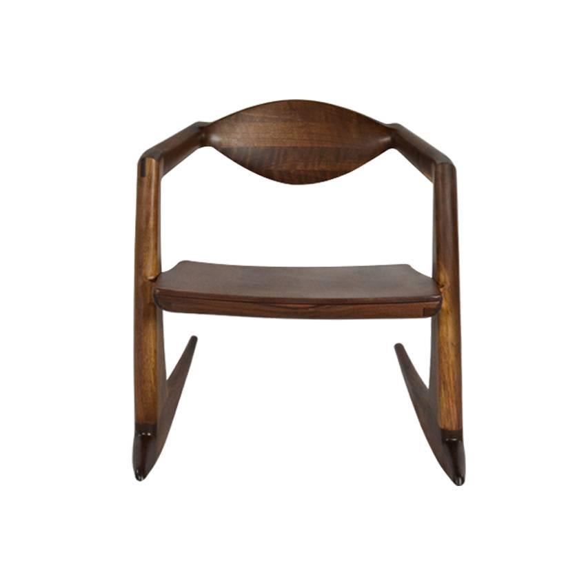 Mid-Century Modern Sculpted Walnut Rocker in the Style of Wendell Castle, 1980s