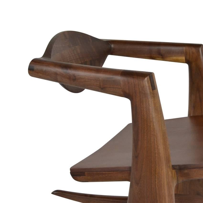 American Sculpted Walnut Rocker in the Style of Wendell Castle, 1980s