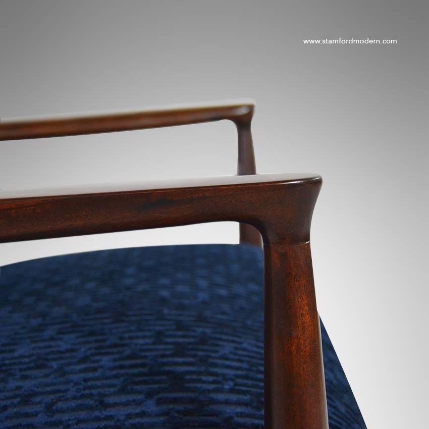 Chenille Danish Modern Sculptural Walnut Lounge Chairs, Ib Kofod-Larsen