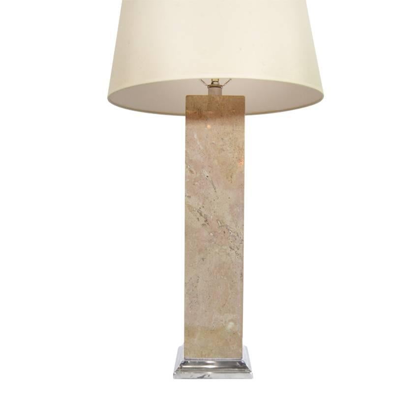 20th Century Pair of Travertine Table Lamps, 1950s