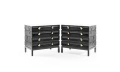 Pair of Stacked Bedside Tables in Black Ceruse