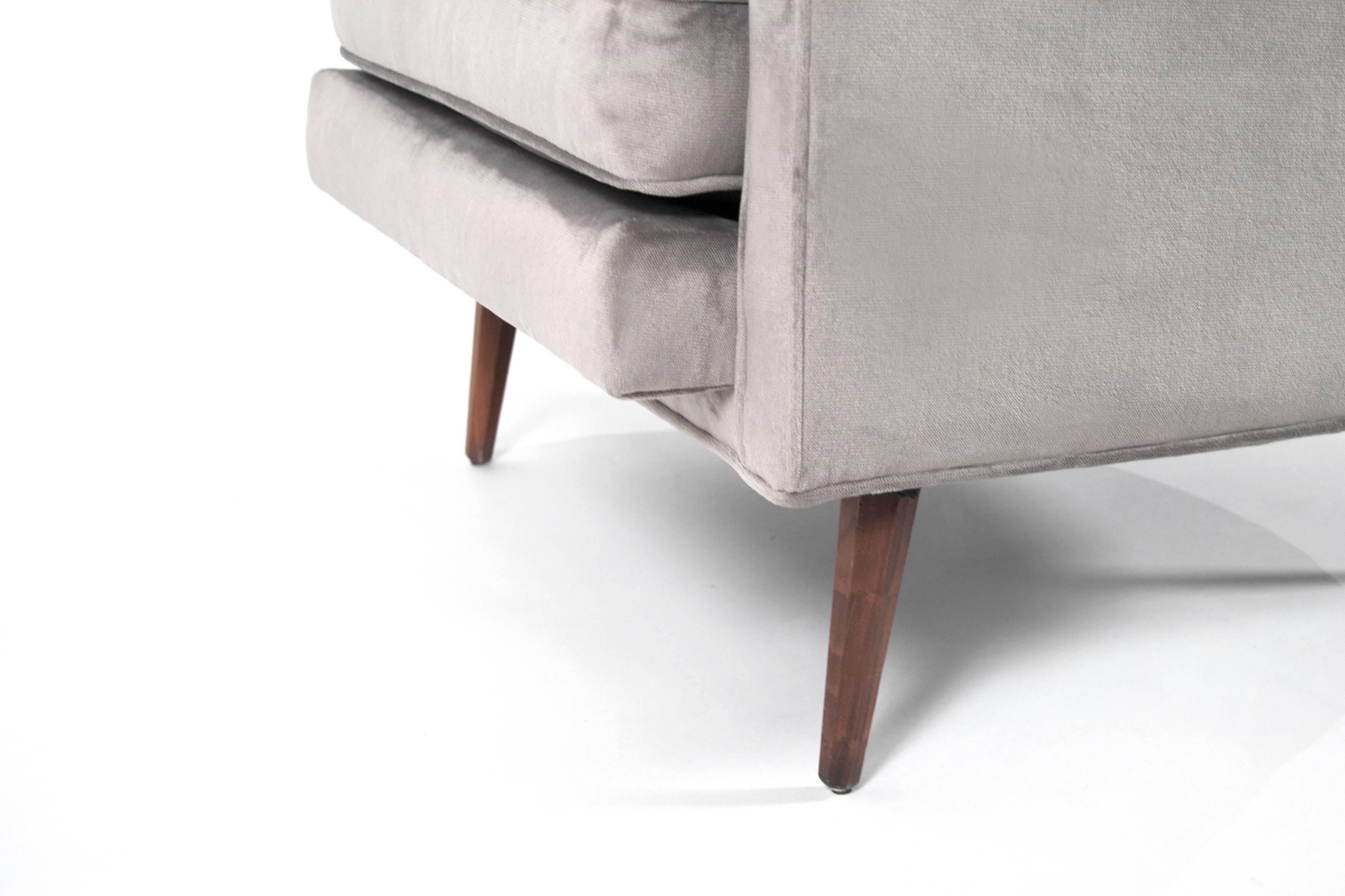 Mid-Century Paul McCobb Style Lounge Chairs in Grey Velvet 1