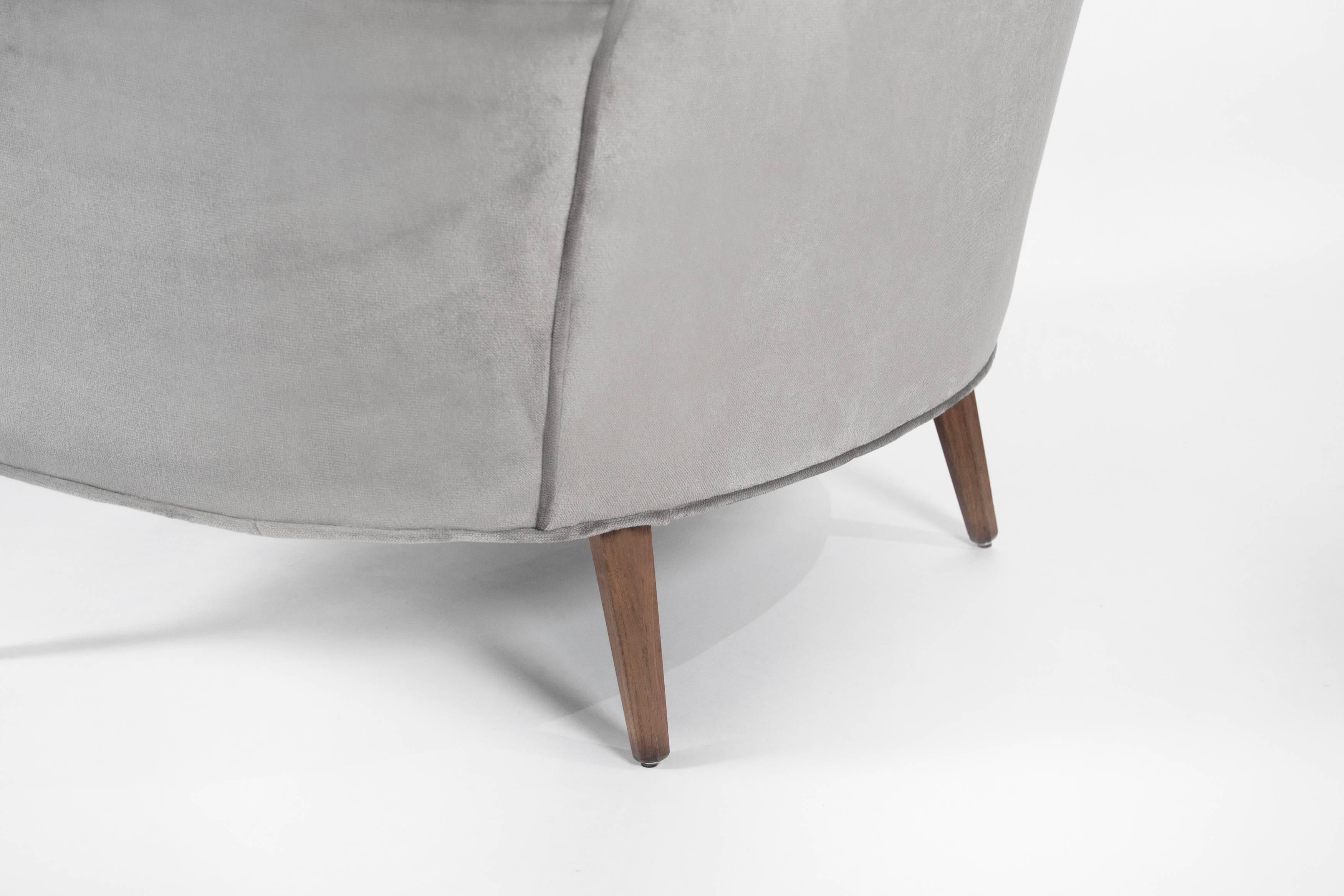 20th Century Mid-Century Paul McCobb Style Lounge Chairs in Grey Velvet