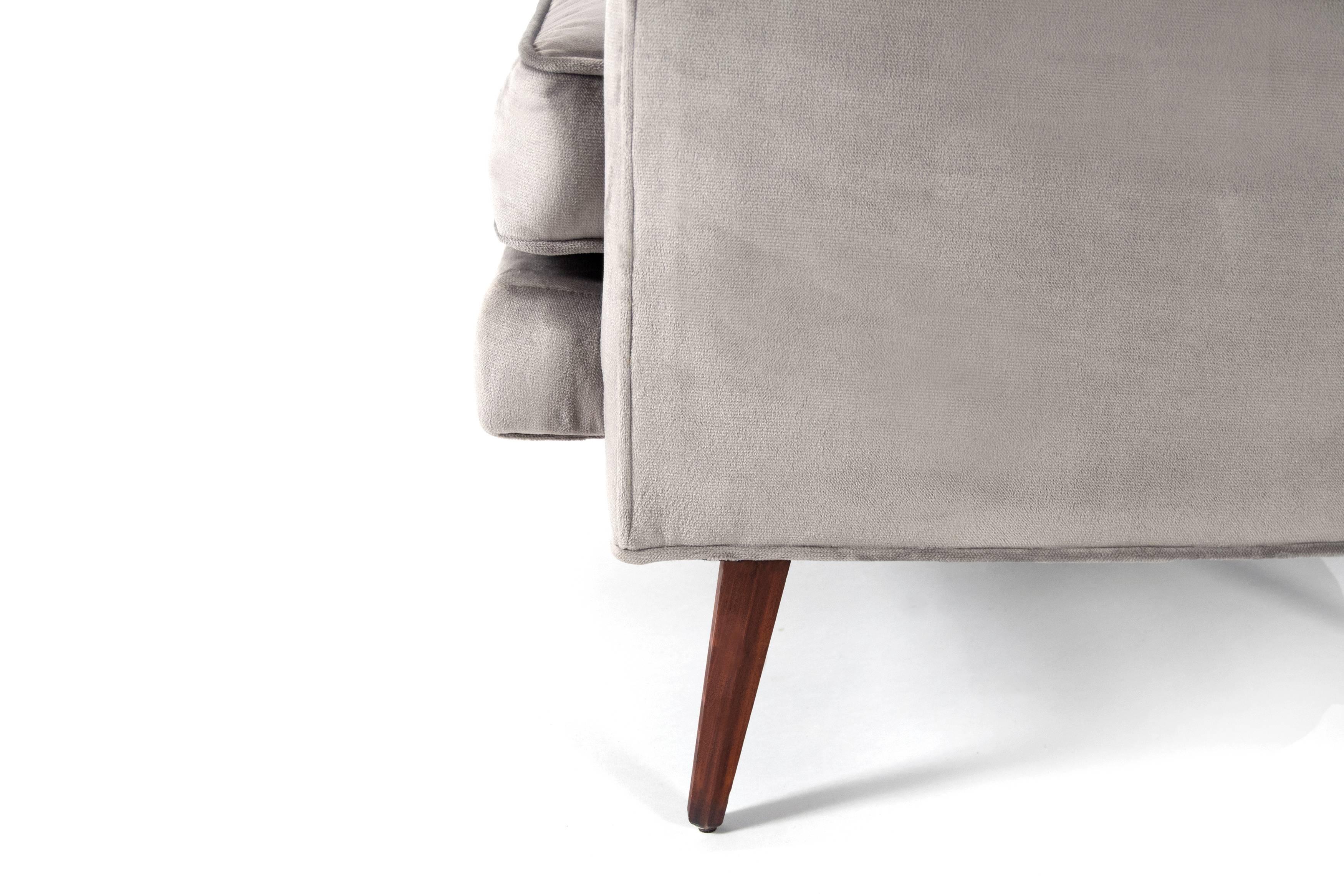 Mid-Century Paul McCobb Style Lounge Chairs in Grey Velvet 3