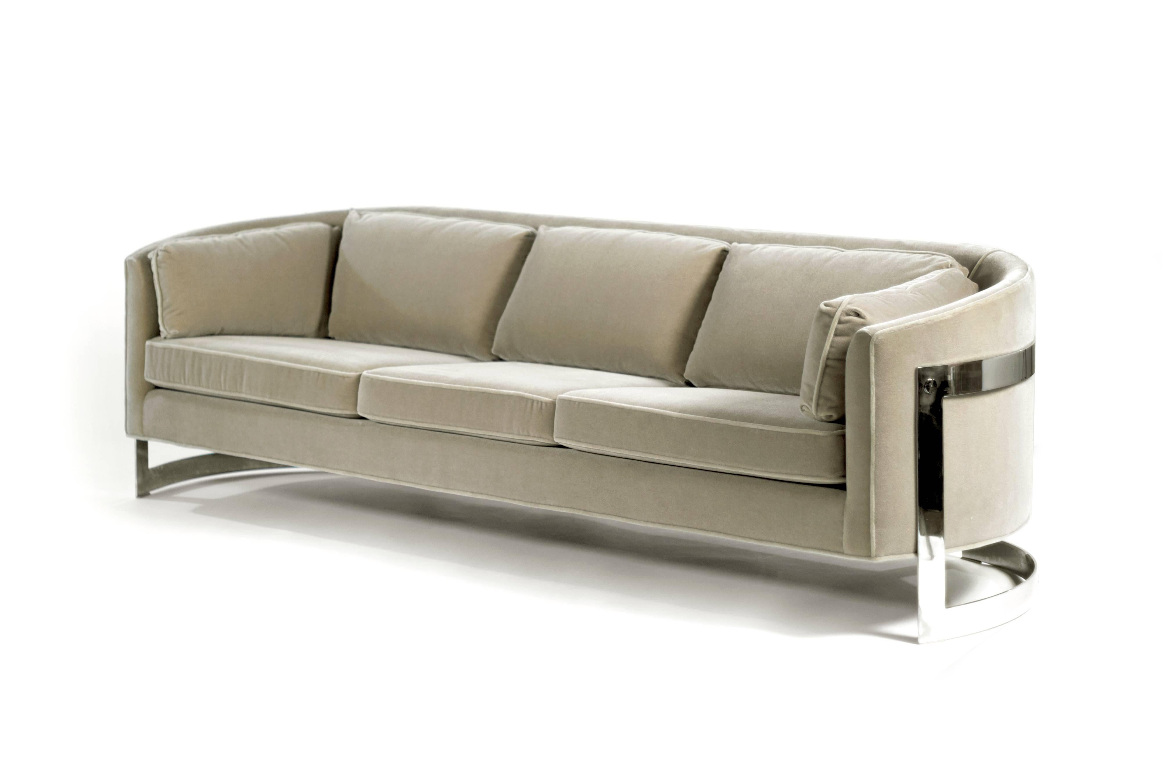 Mid-Century Modern Floating Mohair Sofa