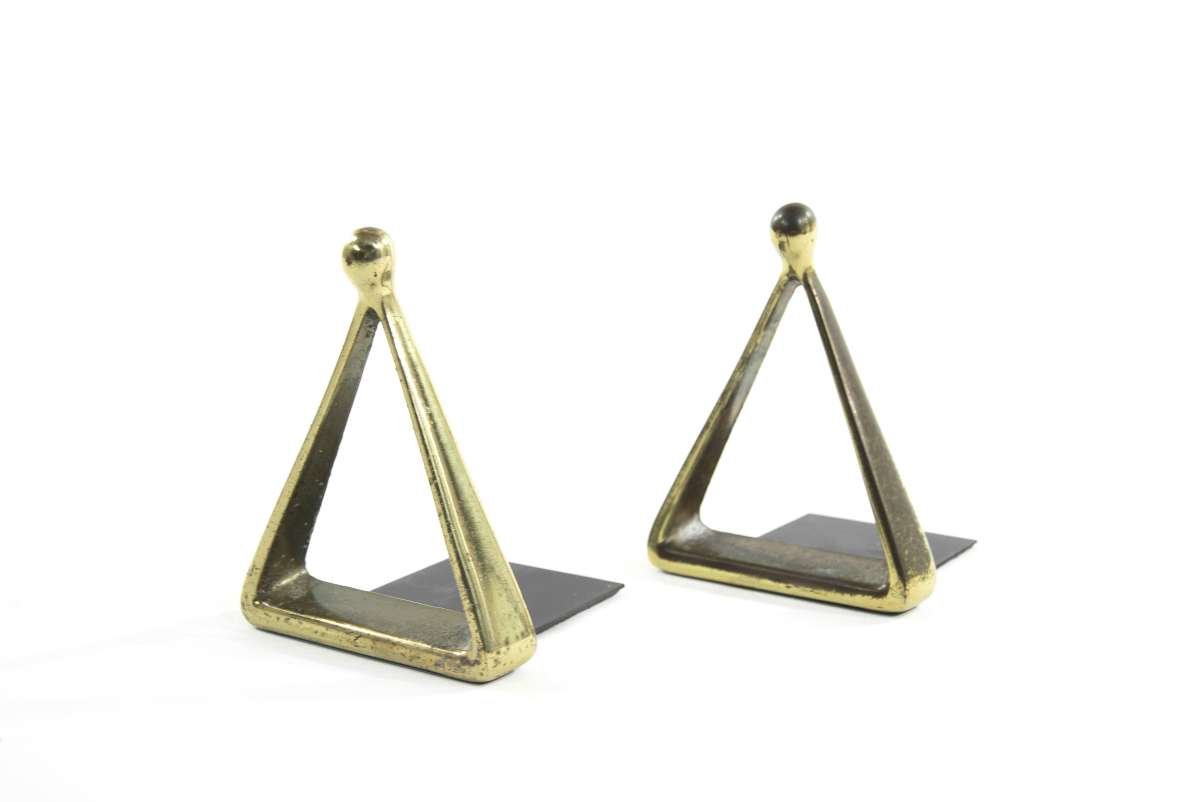 Stunning pair of patinated brass bookends by Ben Seibel for Jenfred Ware.