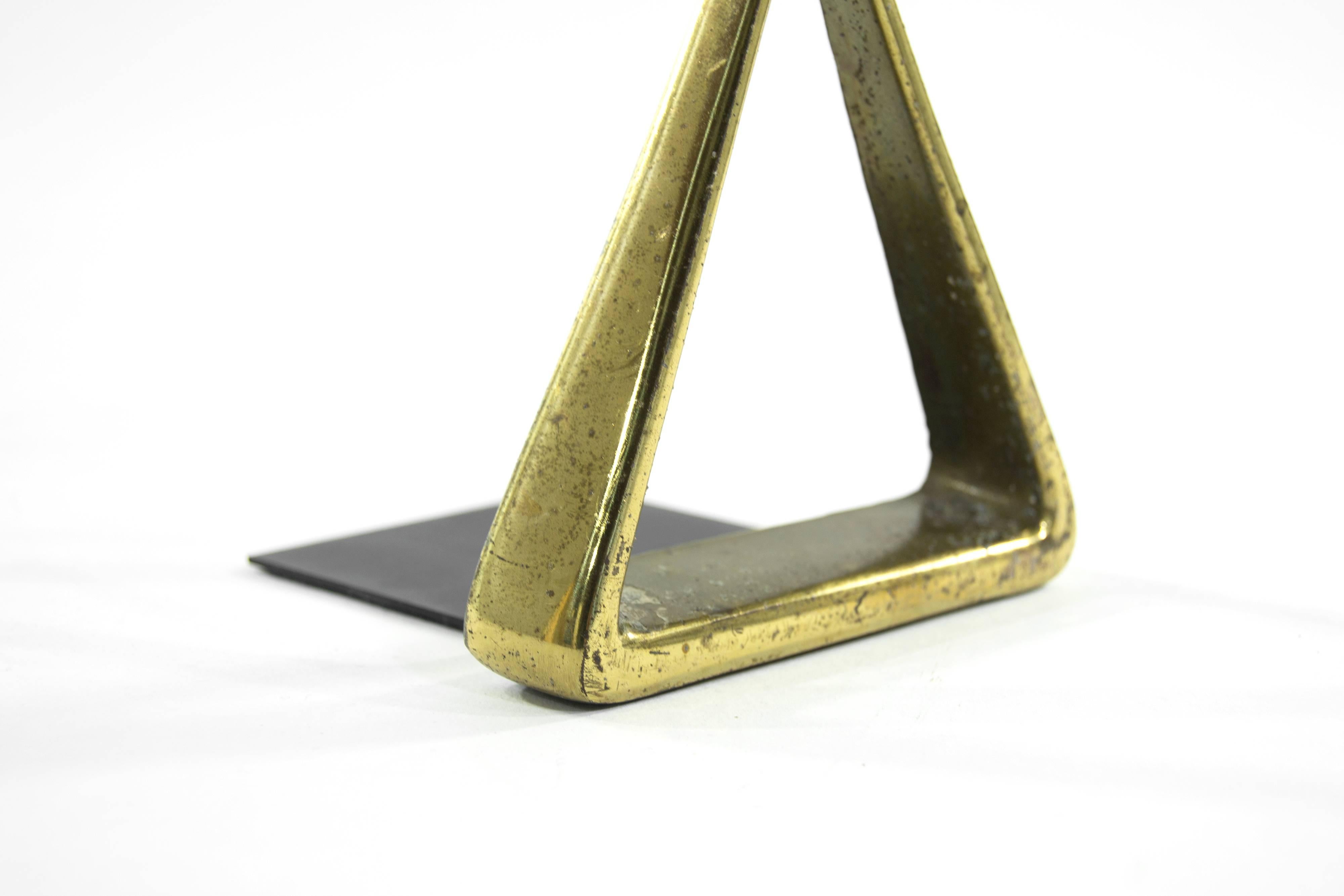 Brass Pair of Triangular Bookends by Ben Seibel for Jenfred Ware, 1950s