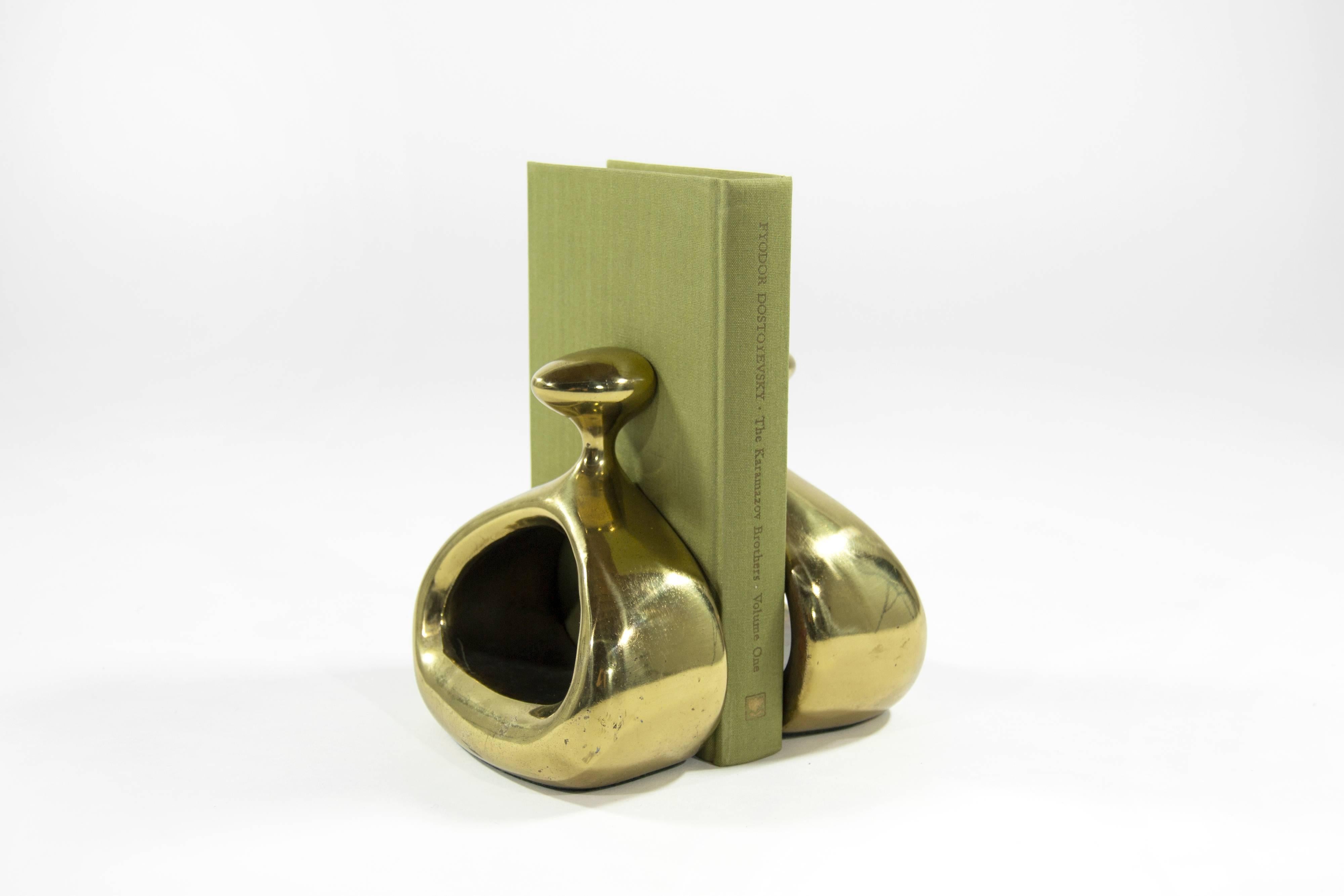 Mid-Century Modern Ben Seibel for Jenfred Ware Brass Stirrup Bookends