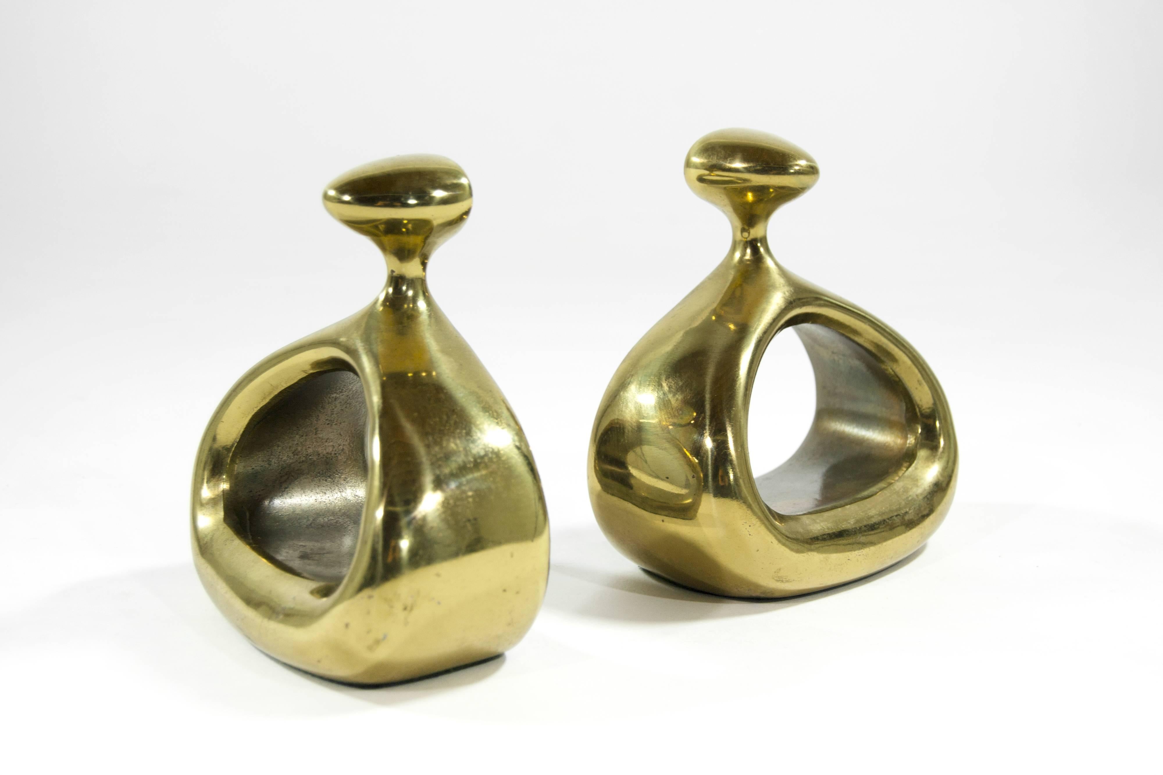 Ben Seibel for Jenfred Ware Brass Stirrup Bookends In Excellent Condition In Westport, CT