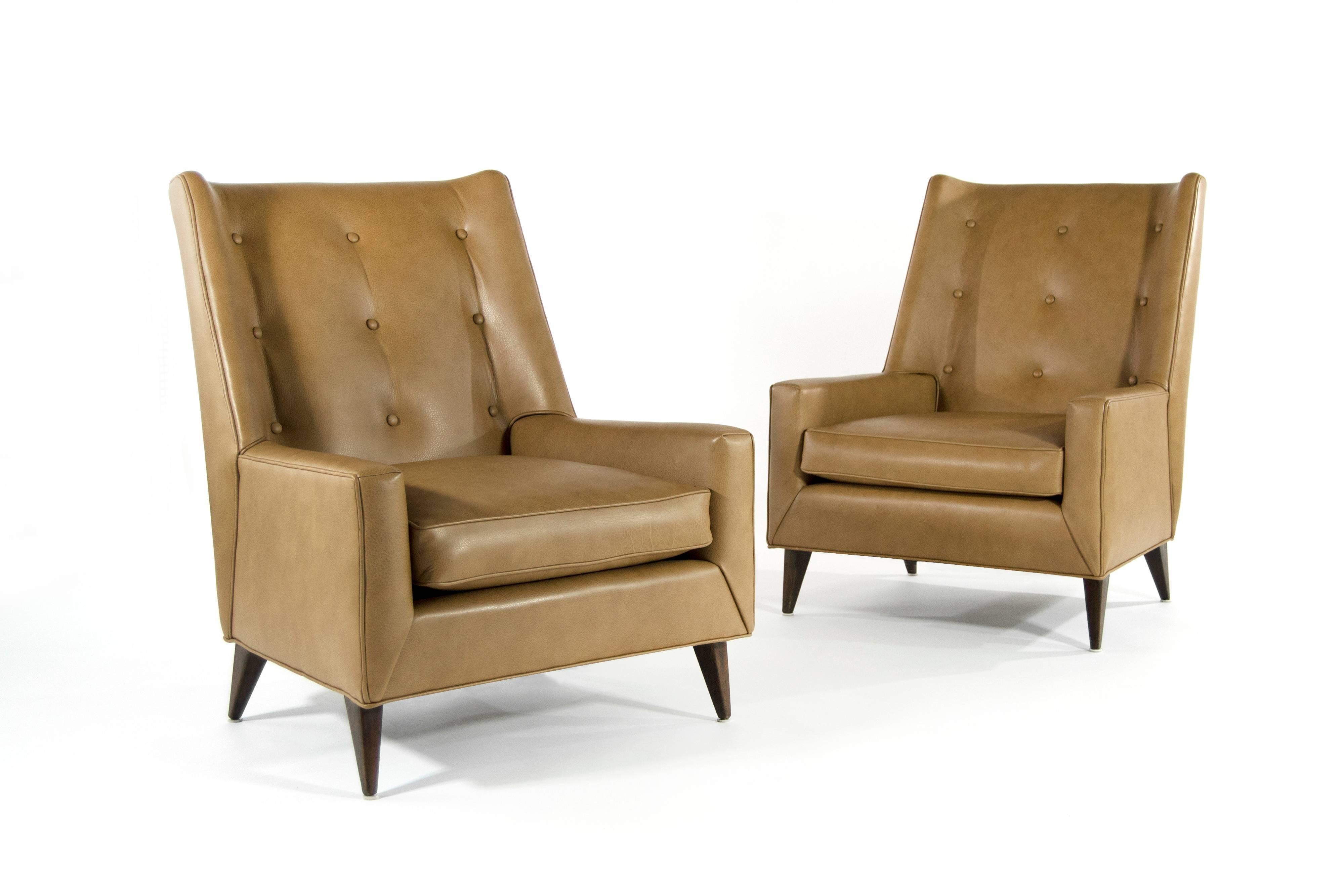 Mid-Century Modern Early Highback Lounge Chairs by Harvey Probber