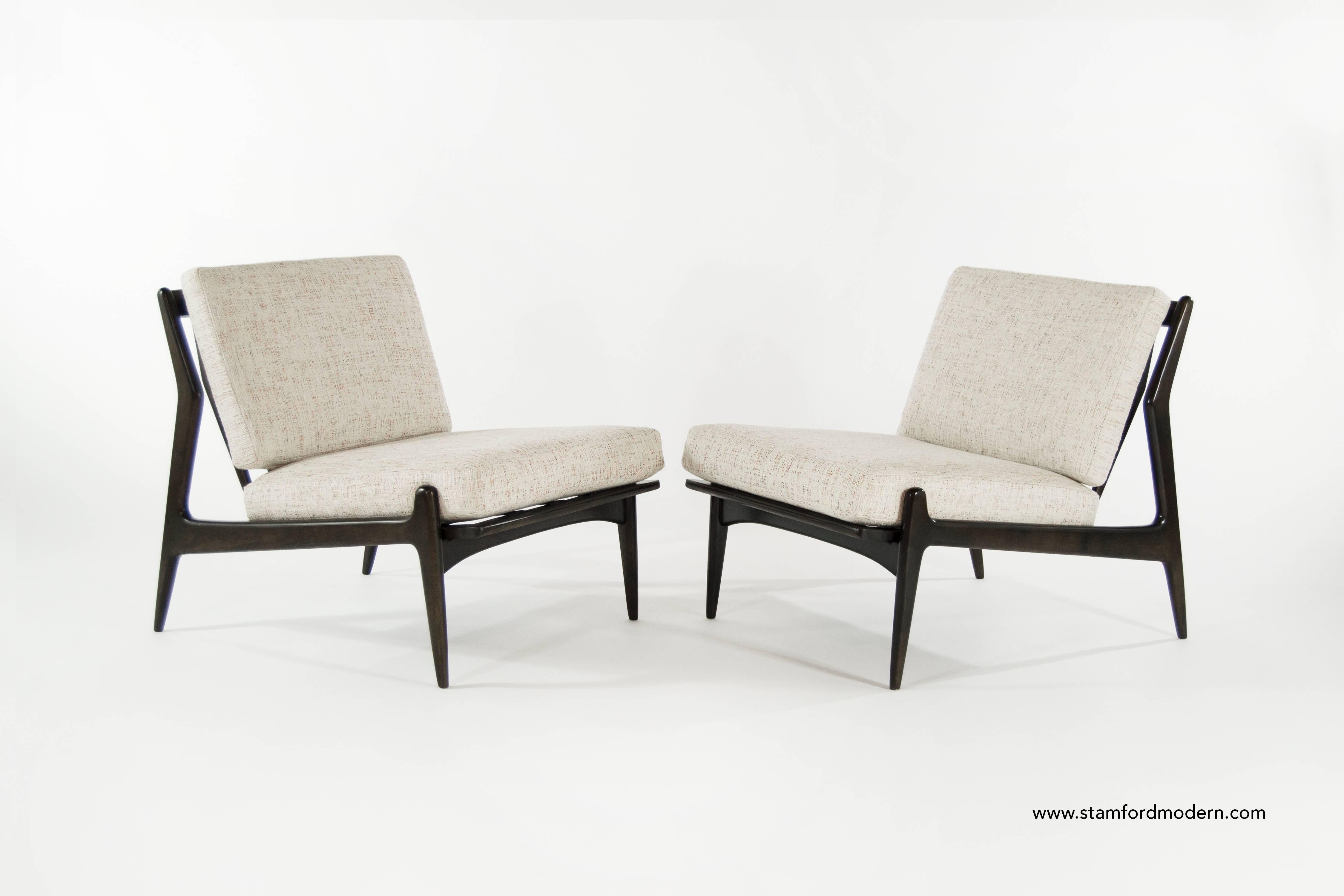 Danish Scandinavian Modern Lounge Chairs by Poul Jensen for Selig