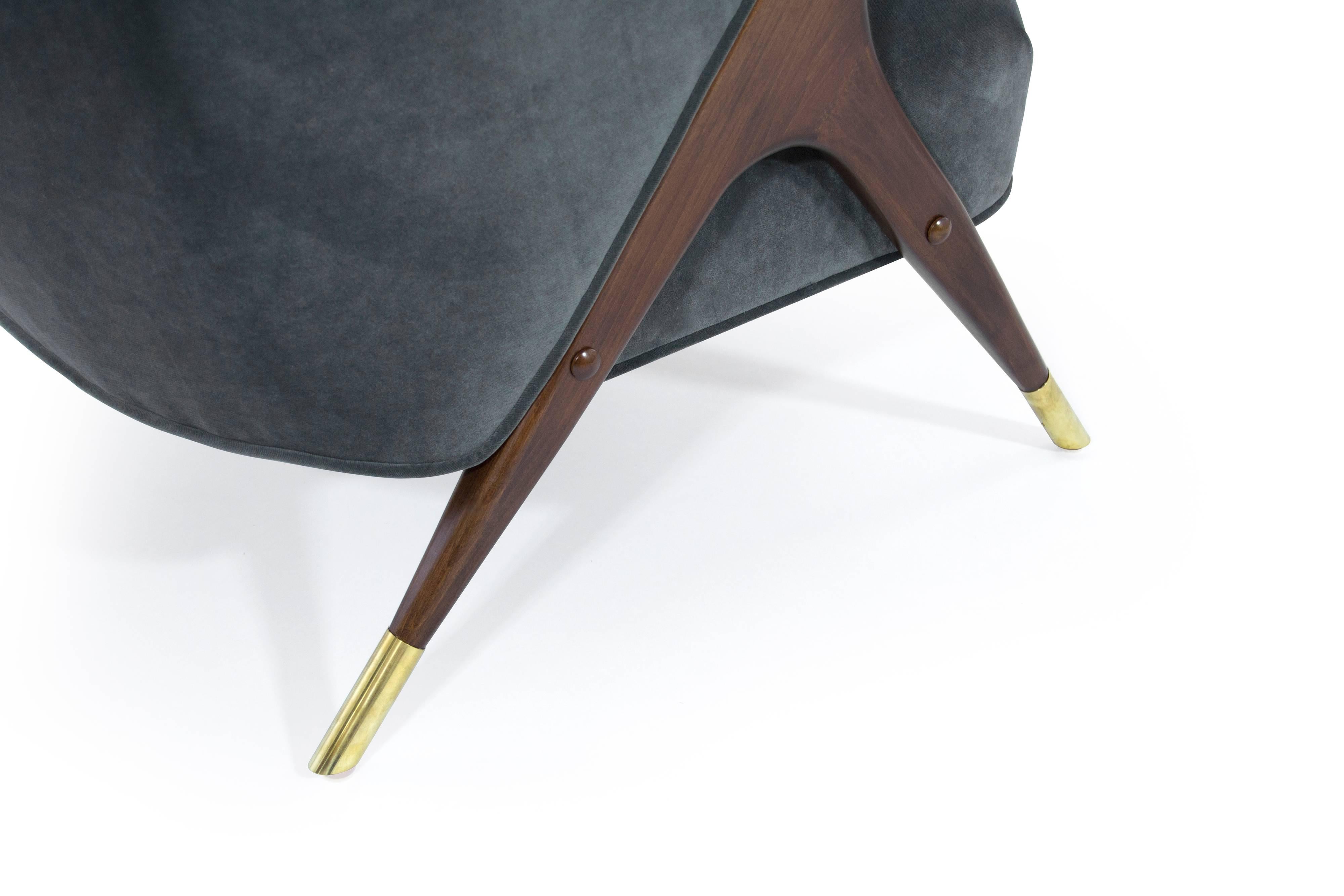 Modernist Karpen Lounge Chairs in Granite Velvet 1