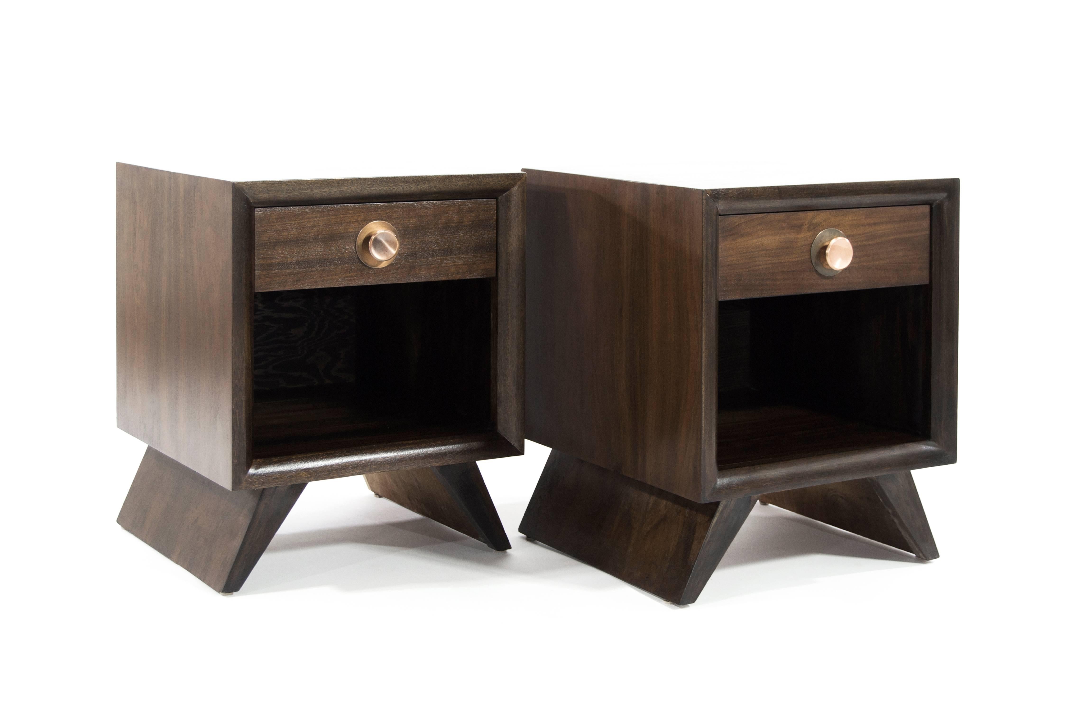American Pair of Mid-Century Modern Walnut End Tables