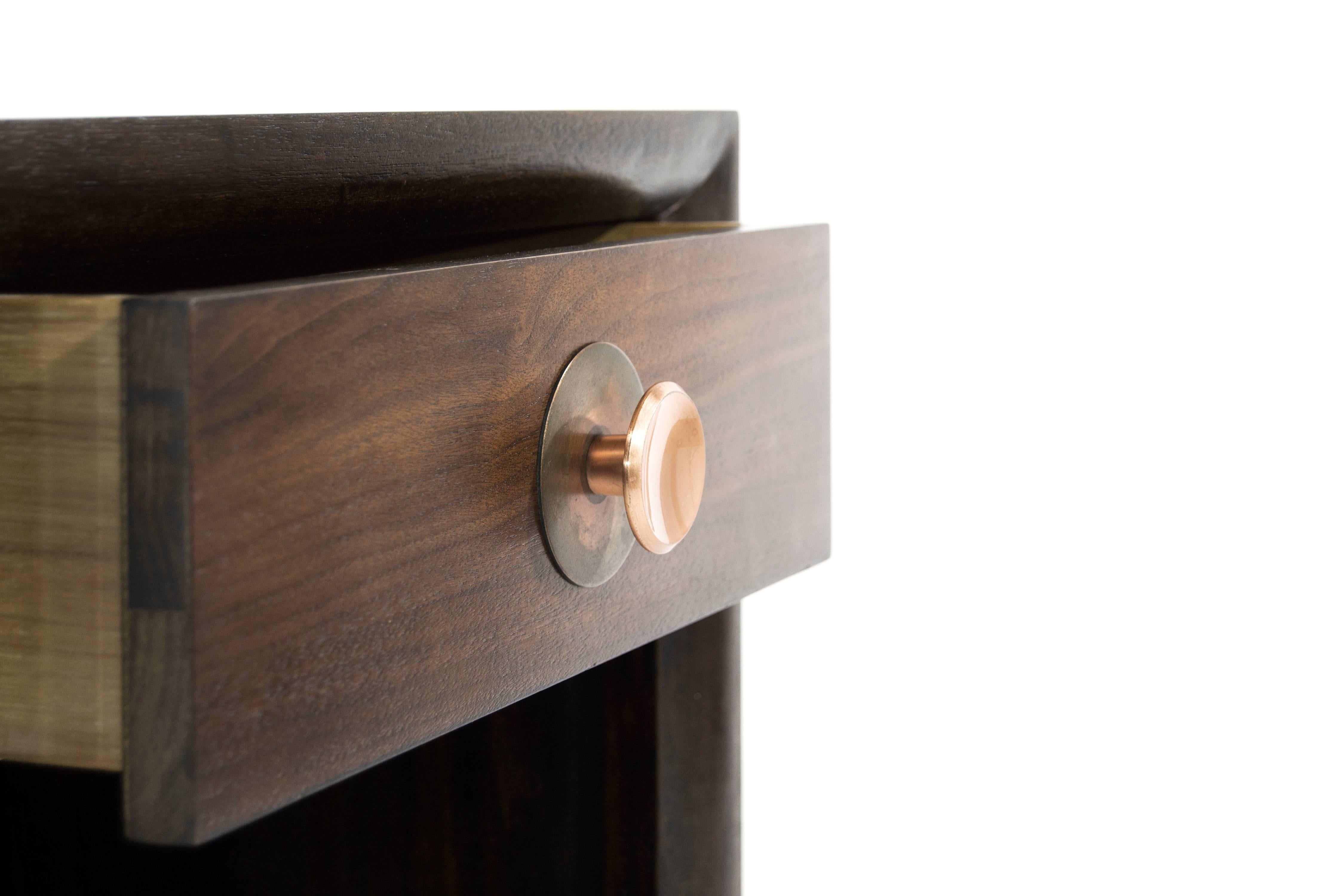 Copper Pair of Mid-Century Modern Walnut End Tables