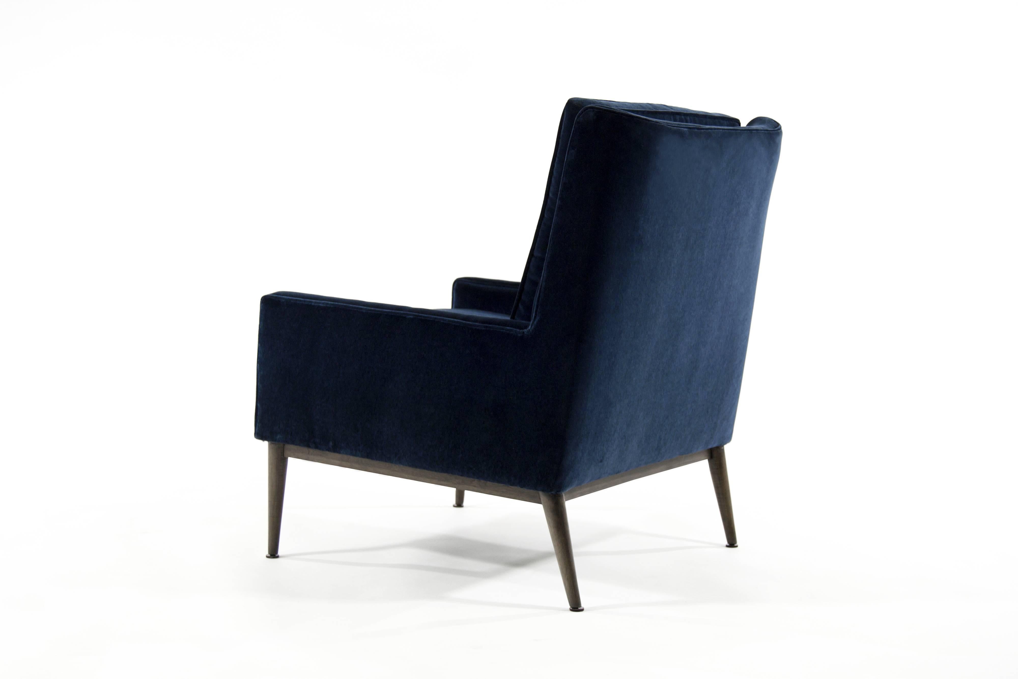 Paul McCobb for Directional Lounge Chairs in Blue Velvet, Model 1312 In Excellent Condition In Westport, CT