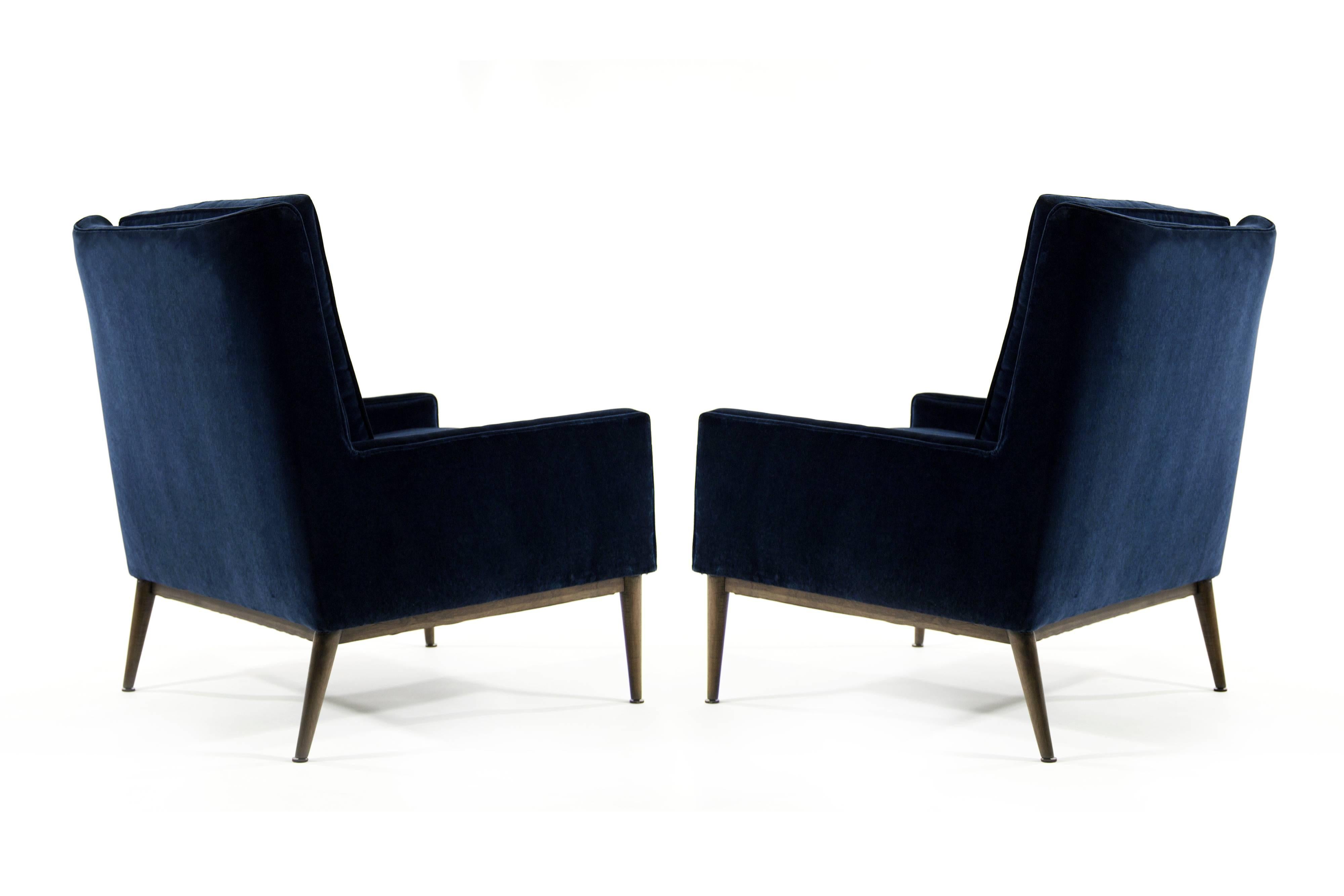 Mid-Century Modern Paul McCobb for Directional Lounge Chairs in Blue Velvet, Model 1312