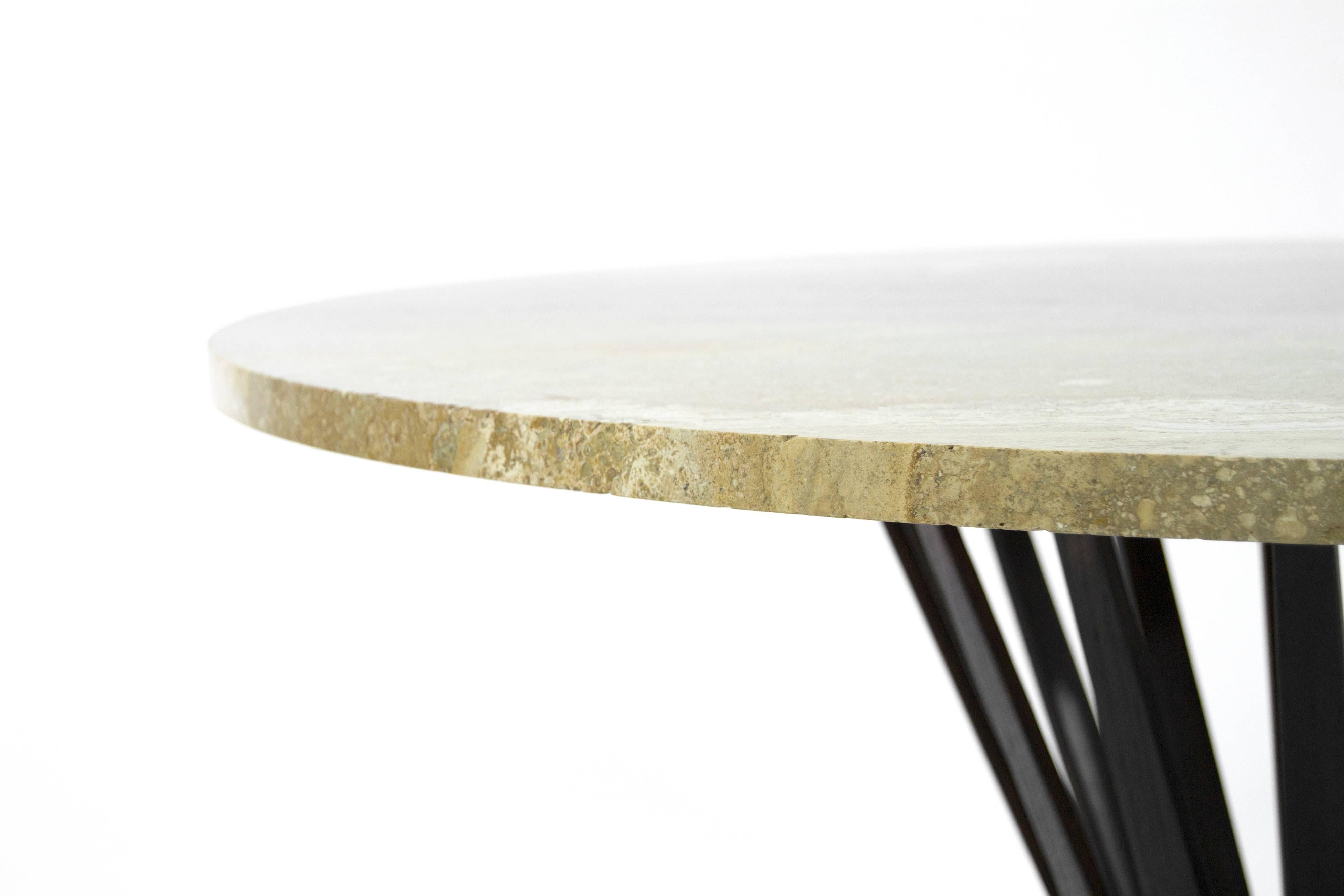 Brass Edward Wormley Sheaf of Wheat Marble Top Coffee Table