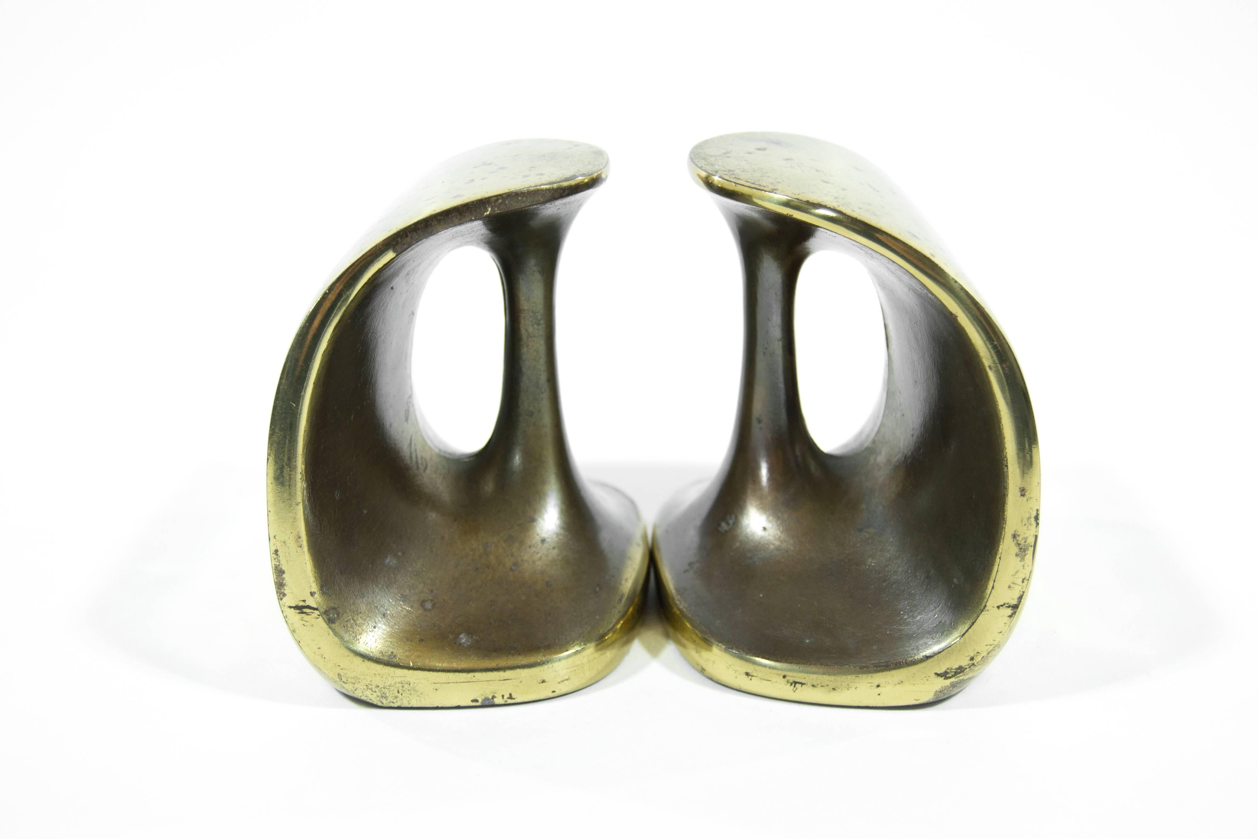 Patinated Brass Bookends by Ben Seibel for Jenfred Ware 1
