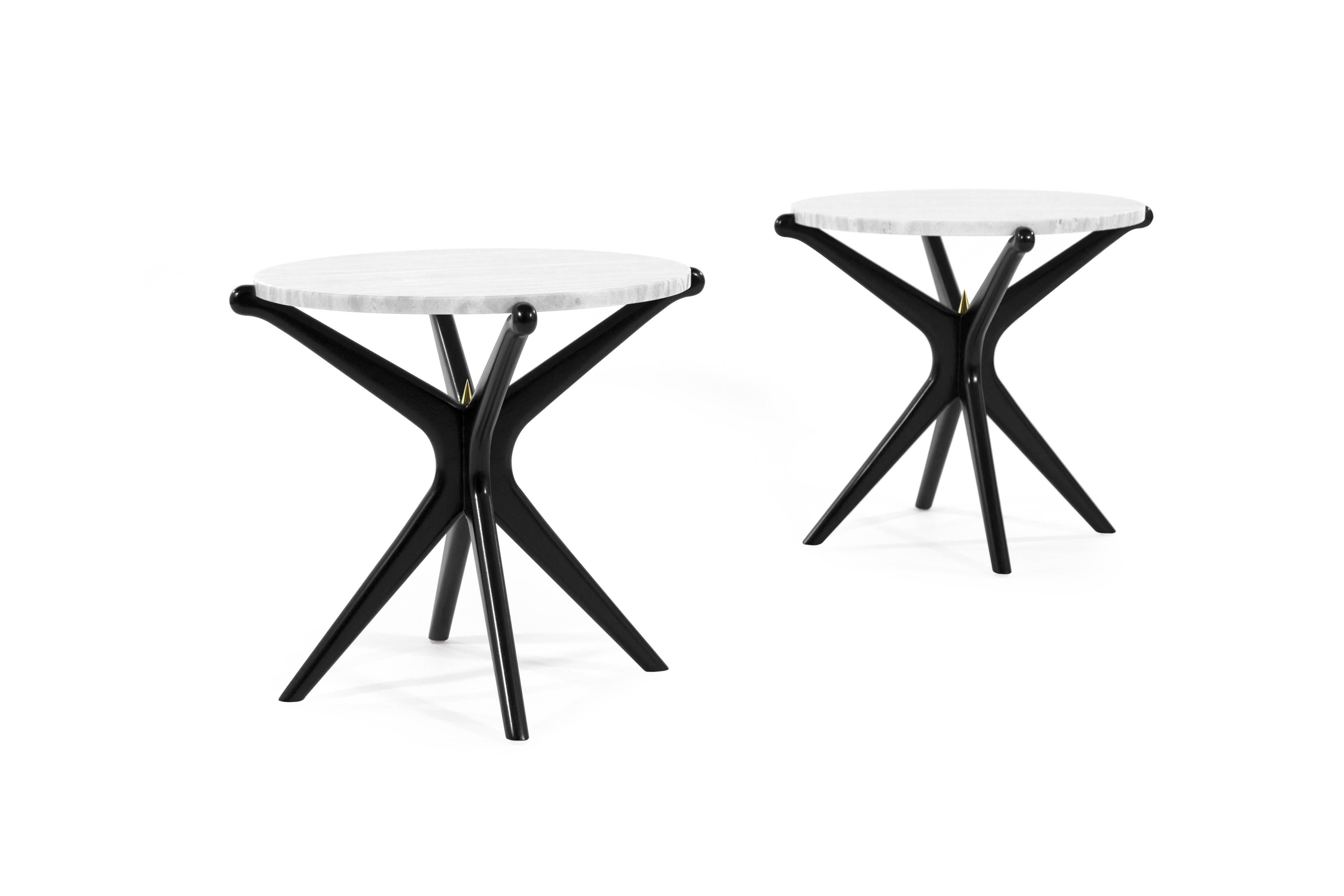 Mid-Century Modern Ebonized Gazelle Side Tables