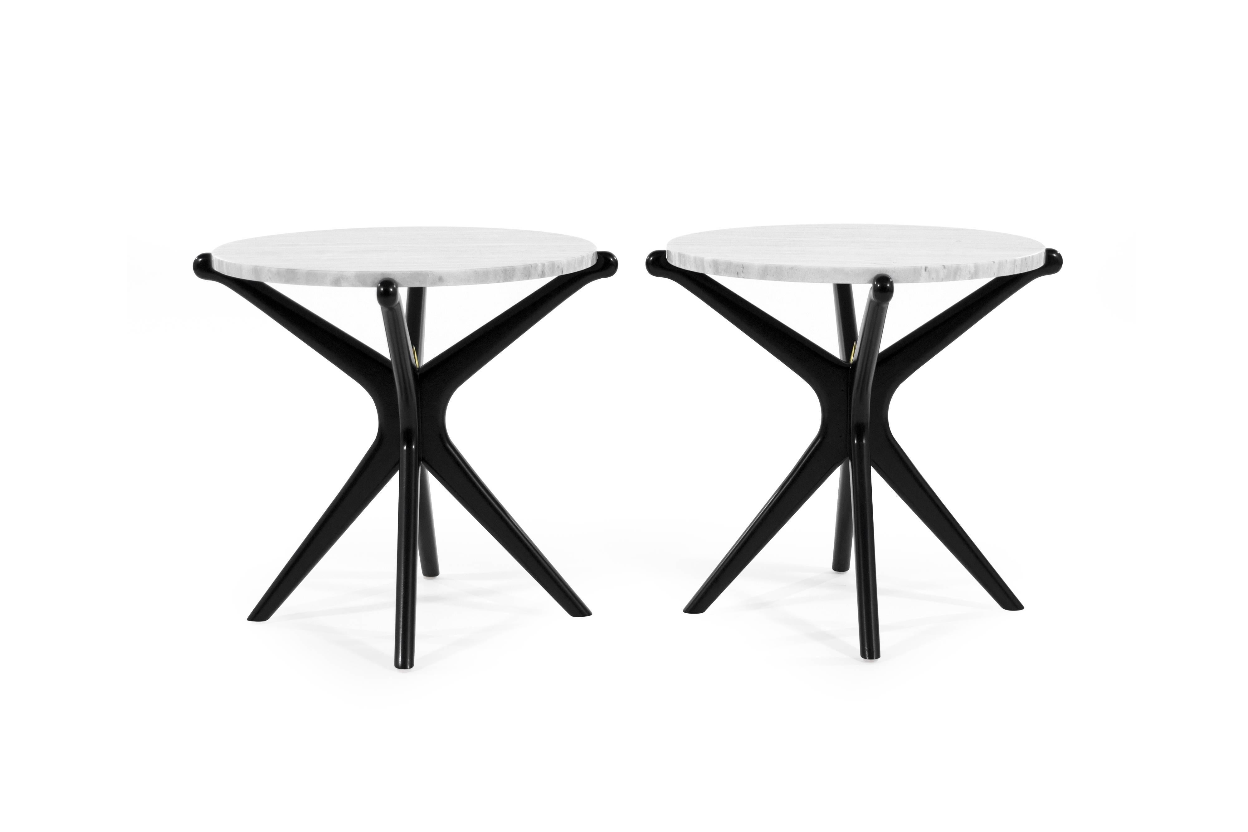 American Ebonized Gazelle Side Tables