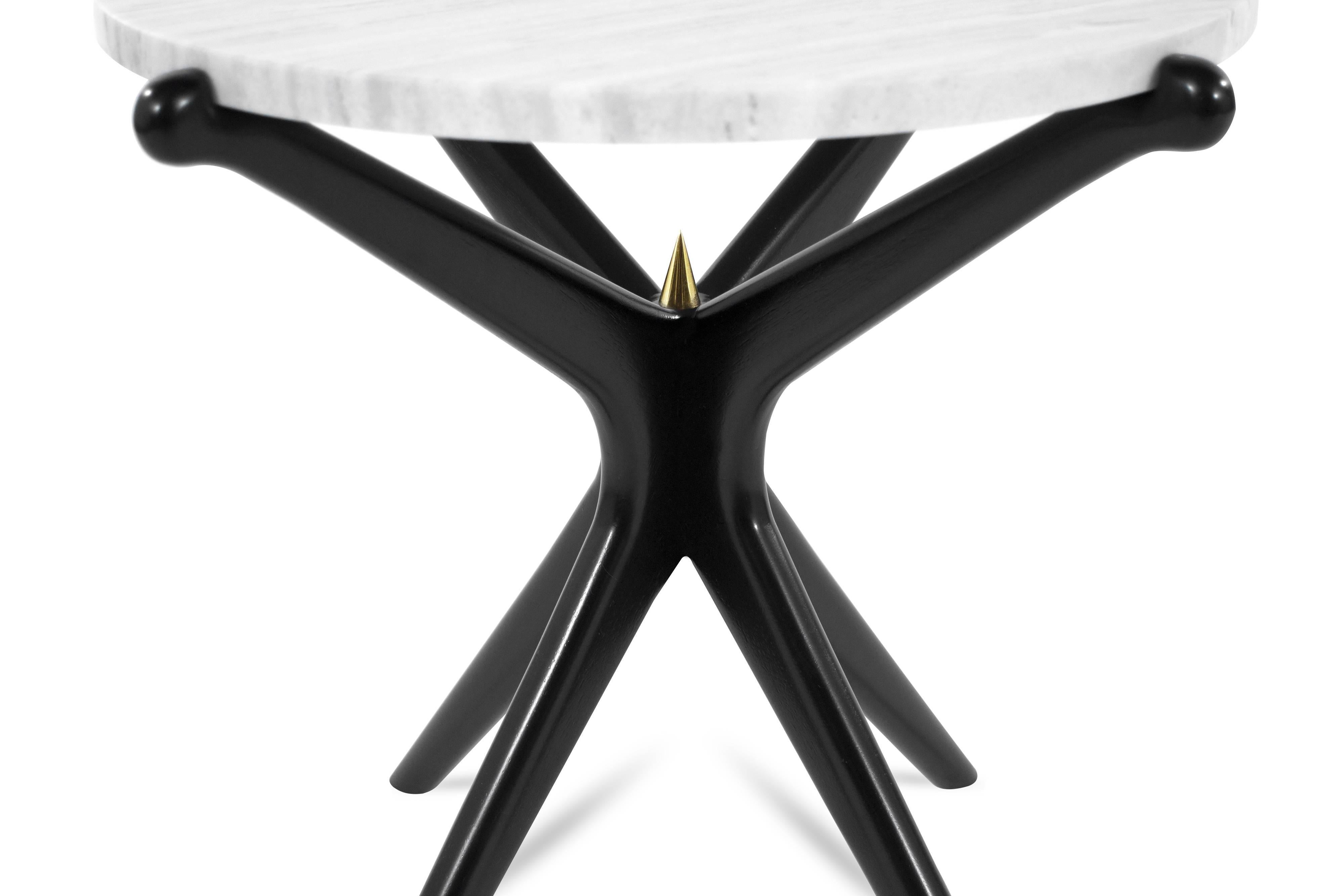 Marble Ebonized Gazelle Side Tables