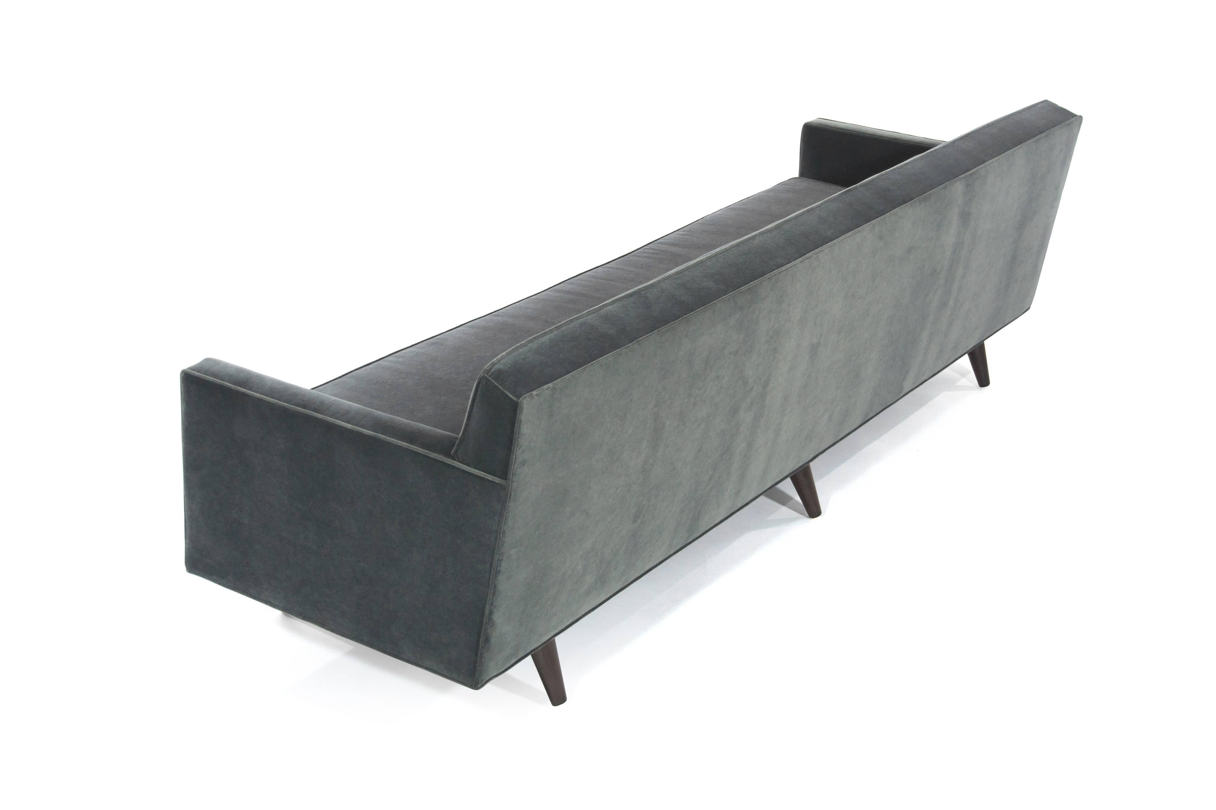 Extra Long Edward Wormley for Dunbar Sofa in Granite Velvet In Excellent Condition In Westport, CT