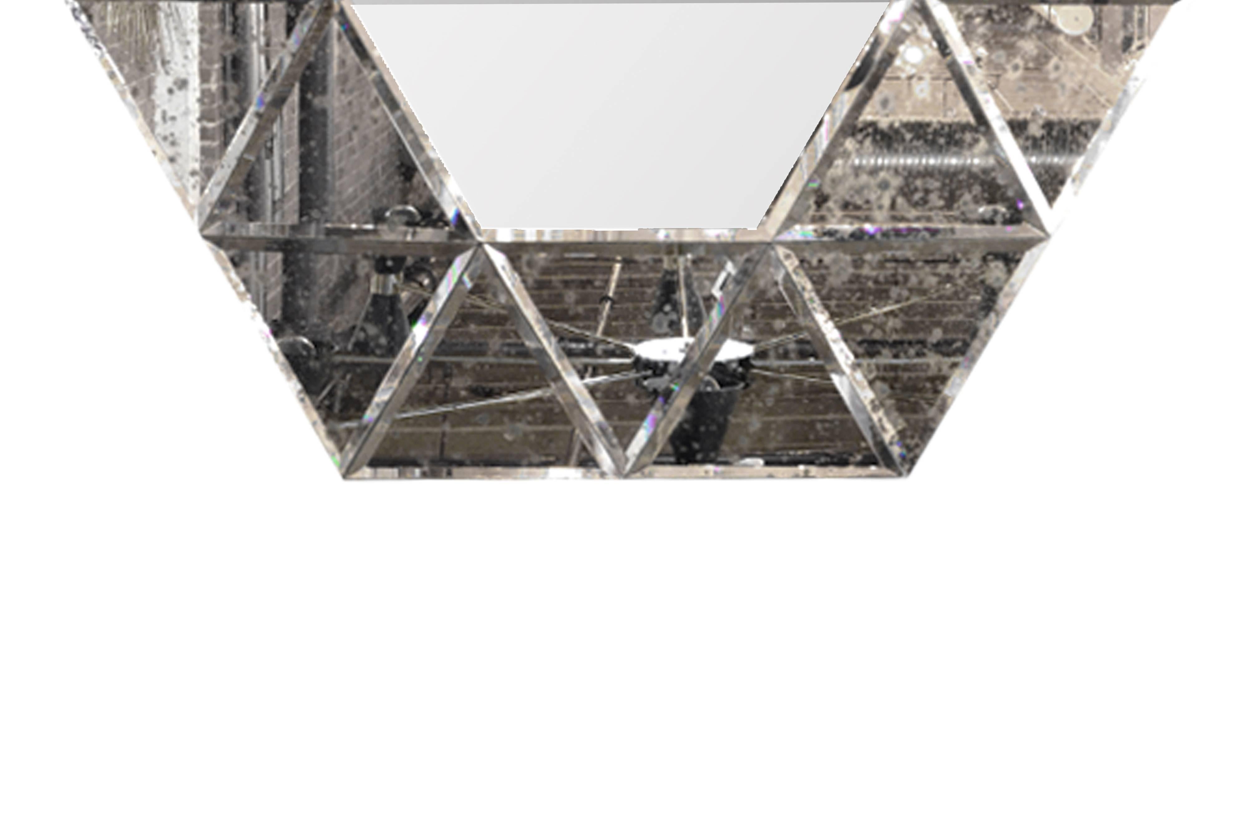 20th Century Large Hexagonal Antiqued Mirror For Sale