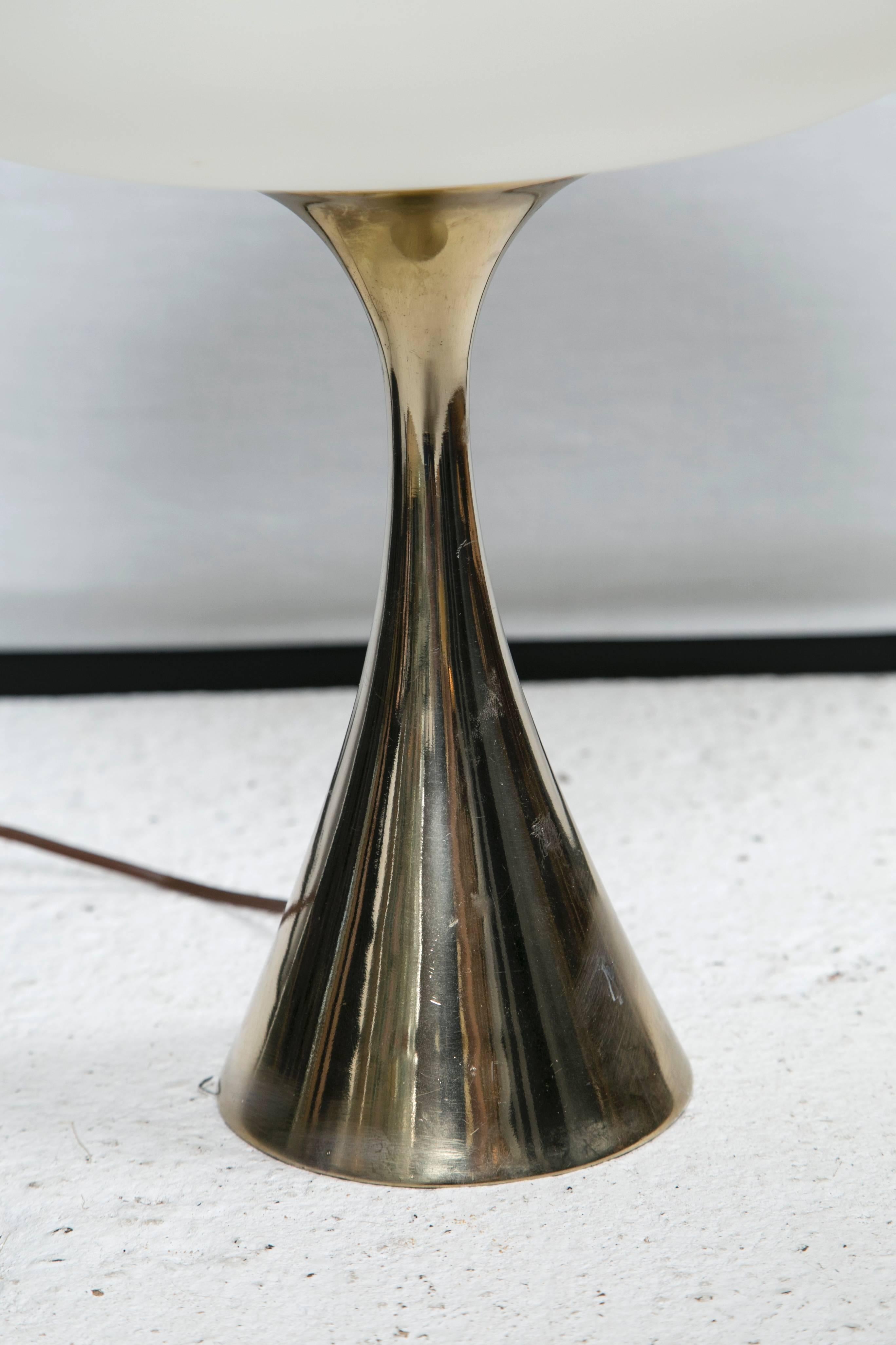 Mid-Century Modern Brass Mushroom Lamp Designed by Bill Curry for Laurel