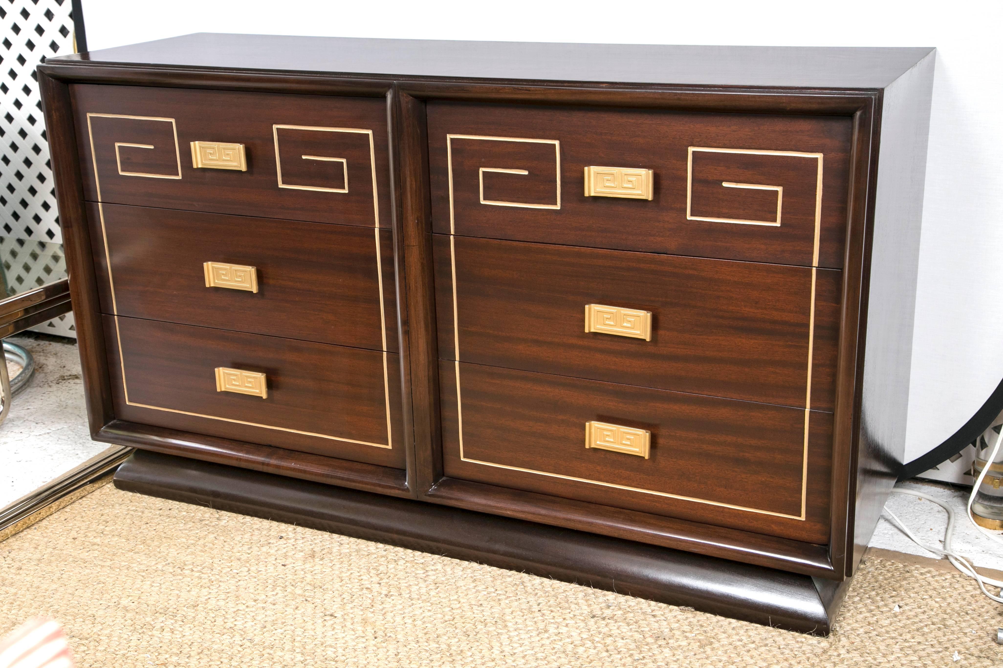 Mid-Century Modern Mid-Century Sideboard with Gold Detail Attributed to Tommi Parzinger