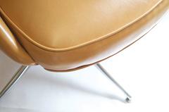 Vanity Slipper Chair with Chrome Base in Camel Leather